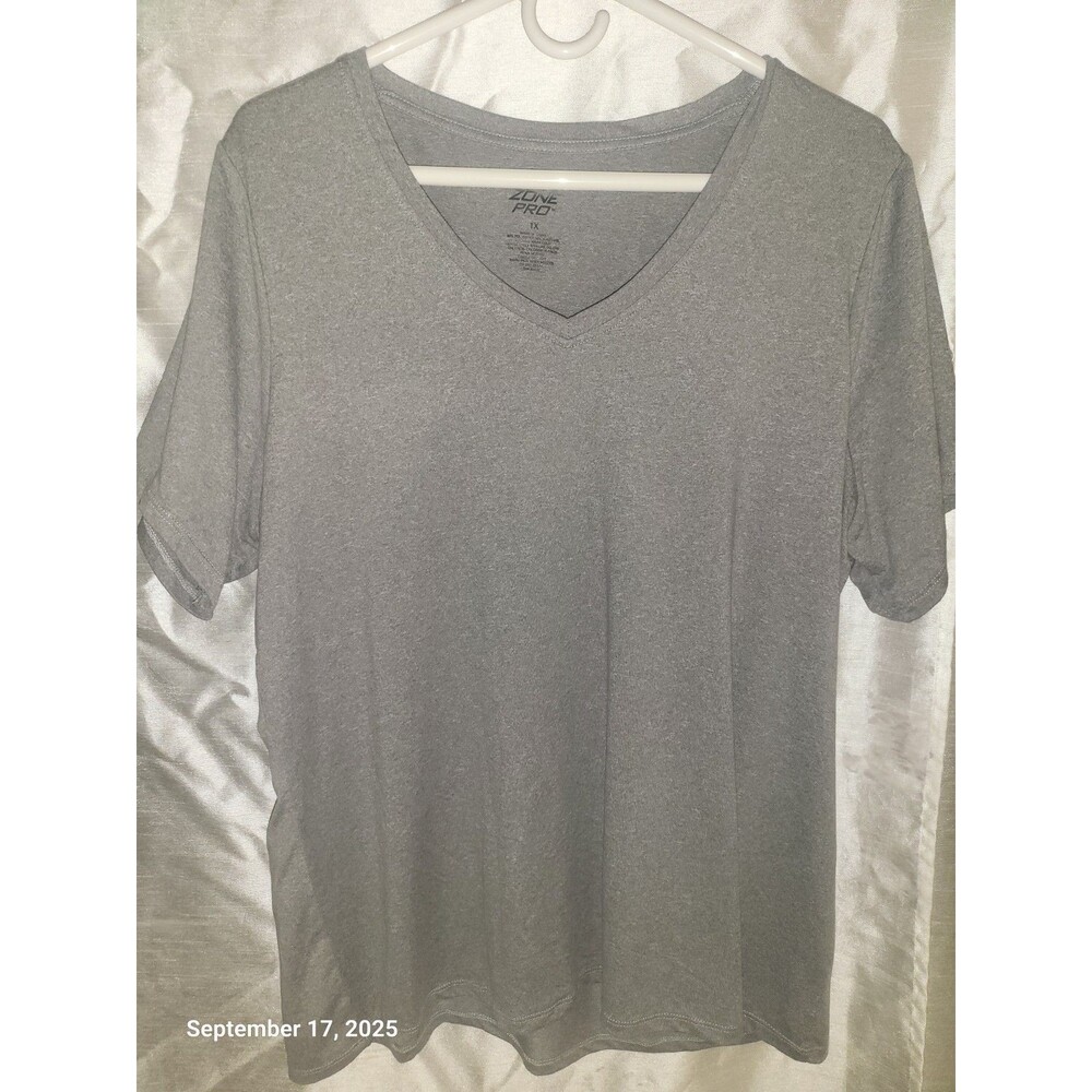 Zone Pro Grey Short Sleeve Women's Basic T  Grey Sz 1x